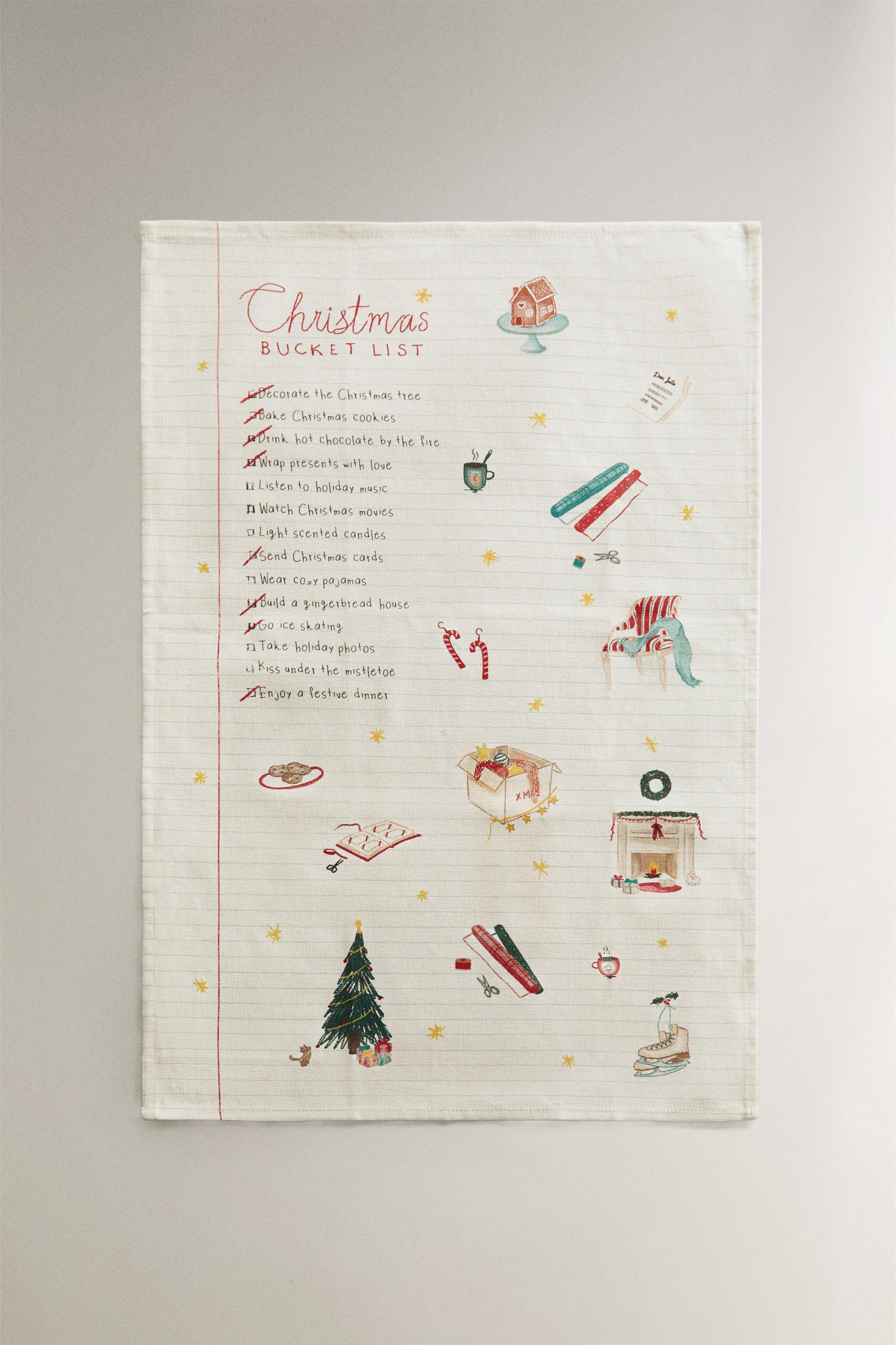 SET OF COTTON CHRISTMAS LIST KITCHEN TOWELS (SET OF 2)